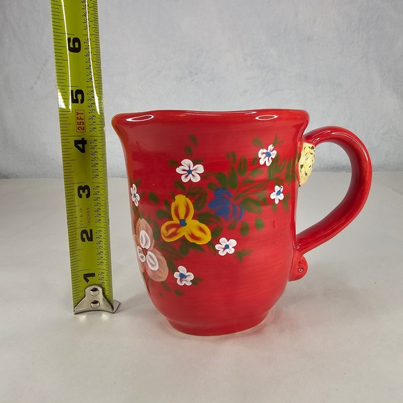 Espana Lifestyle Pasha Handcrafted‎ Red Floral Mug Microwaveable Dishwasher Safe - Picture 6 of 9